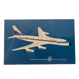 Vintage Delta Air Lines Convair 880 Jetliner Postcard 1960s Aviation